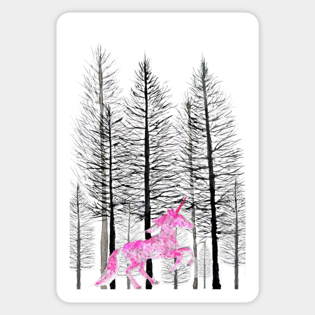 pink unicorn in forest Sticker by colorandcolor